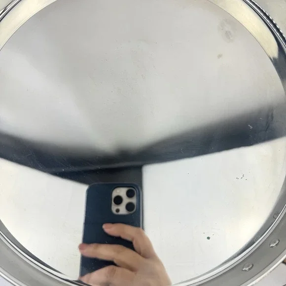 11" Hand Crafted Korea Solid Copper Skillet Nickel Lined Brass Handle Fry Pan - Picture 5 of 10